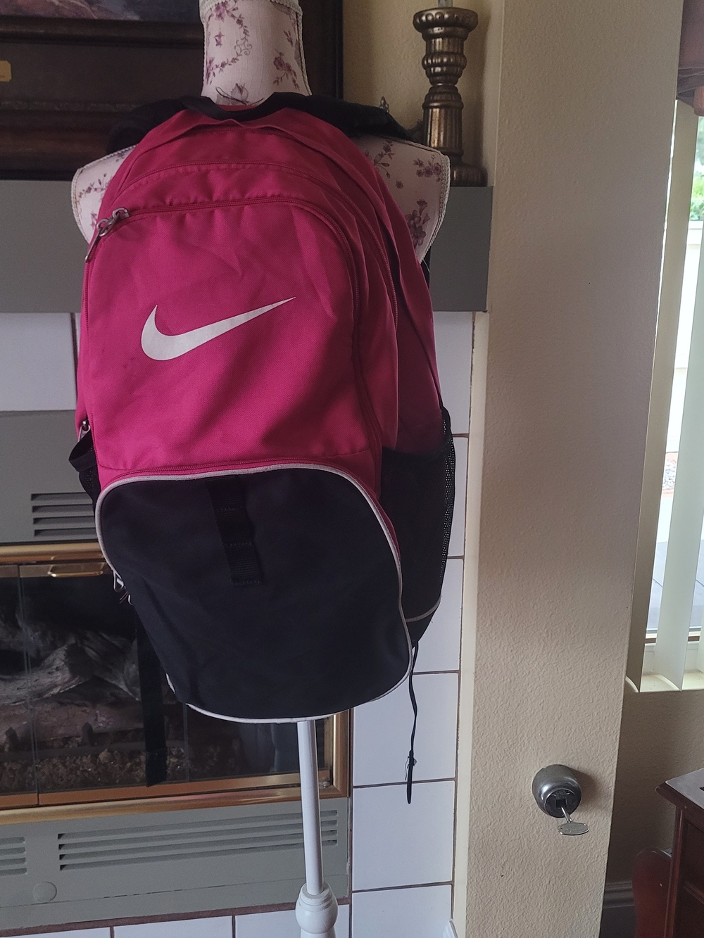 Nike Bright Pink and Black Backpack with White Swoosh